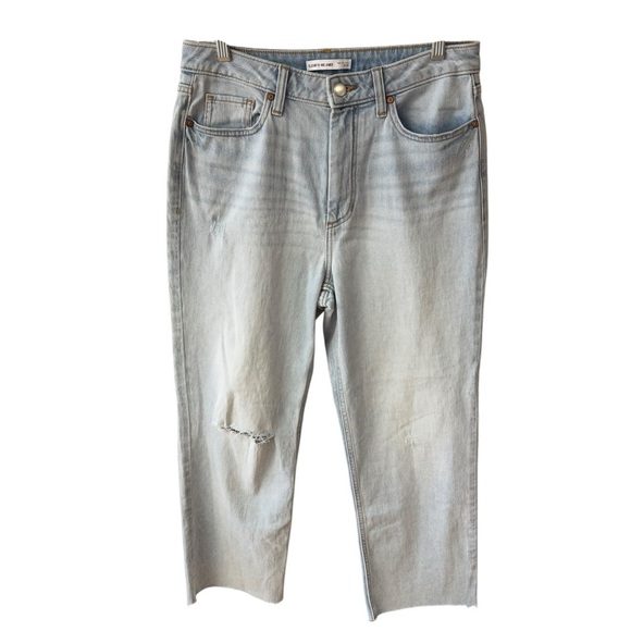 Elizabeth & James High Waisted Raw Edge Crop Denim Jeans Size30 Light Wash Baggy - Picture 7 of 10